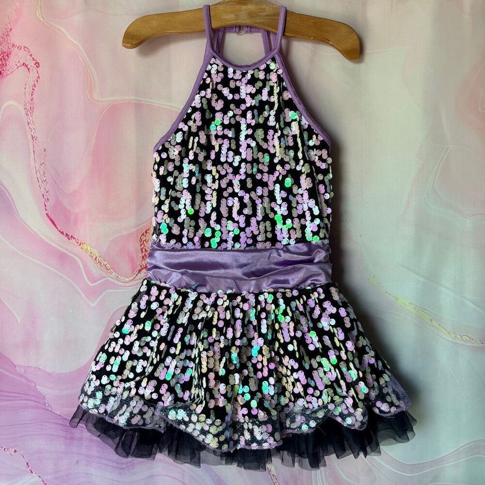 Weissman 12478 Purple Black Sequin Dance Costume Jazz Tap Ballet Musical Theater